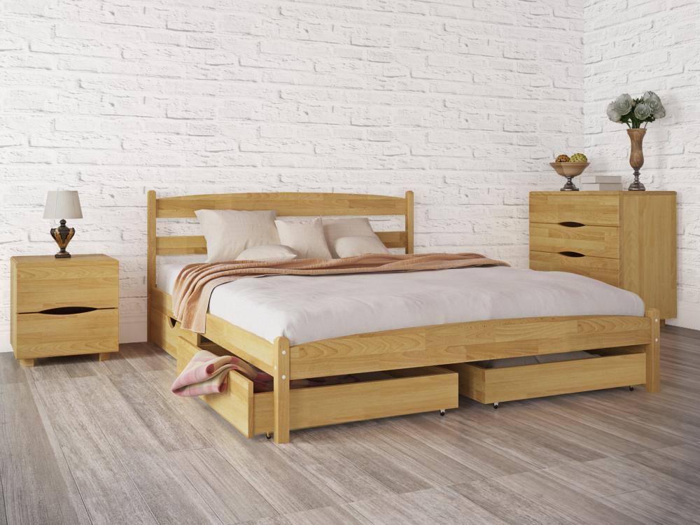 

Кровать Олимп Лика без изножья с четырьмя ящиками 120x200 Бук