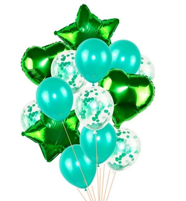 

Гелиевые шары "Confetti green", набор 14 шт (шарики с гелием)