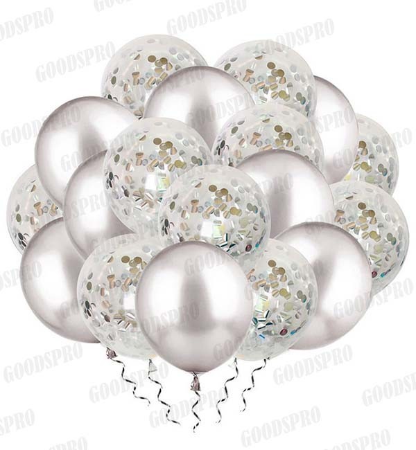 

Гелиевые шары "Chrome Silver", набор 18 шт (шарики с гелием)