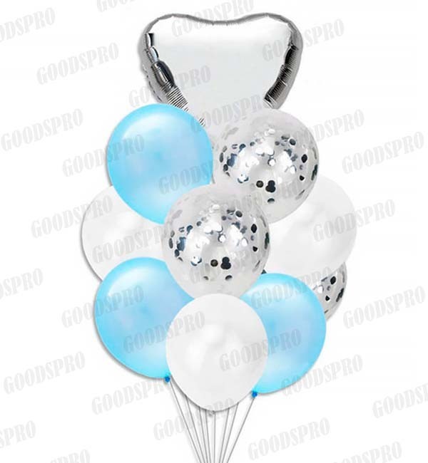 

Гелиевые шары "Blue&White", набор 10 шт (шарики с гелием)