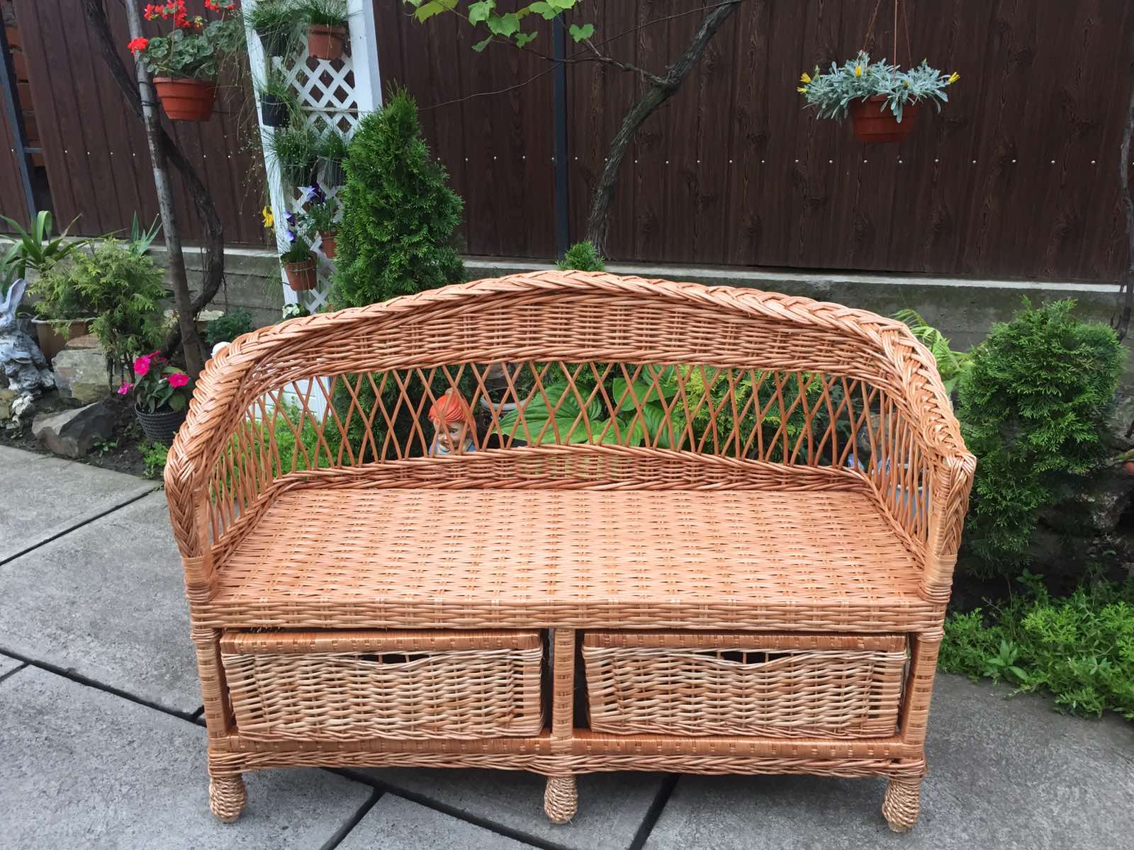 

Садовый диванчик из лозы с ящиками 1250 Woody цвет Светлое дерево