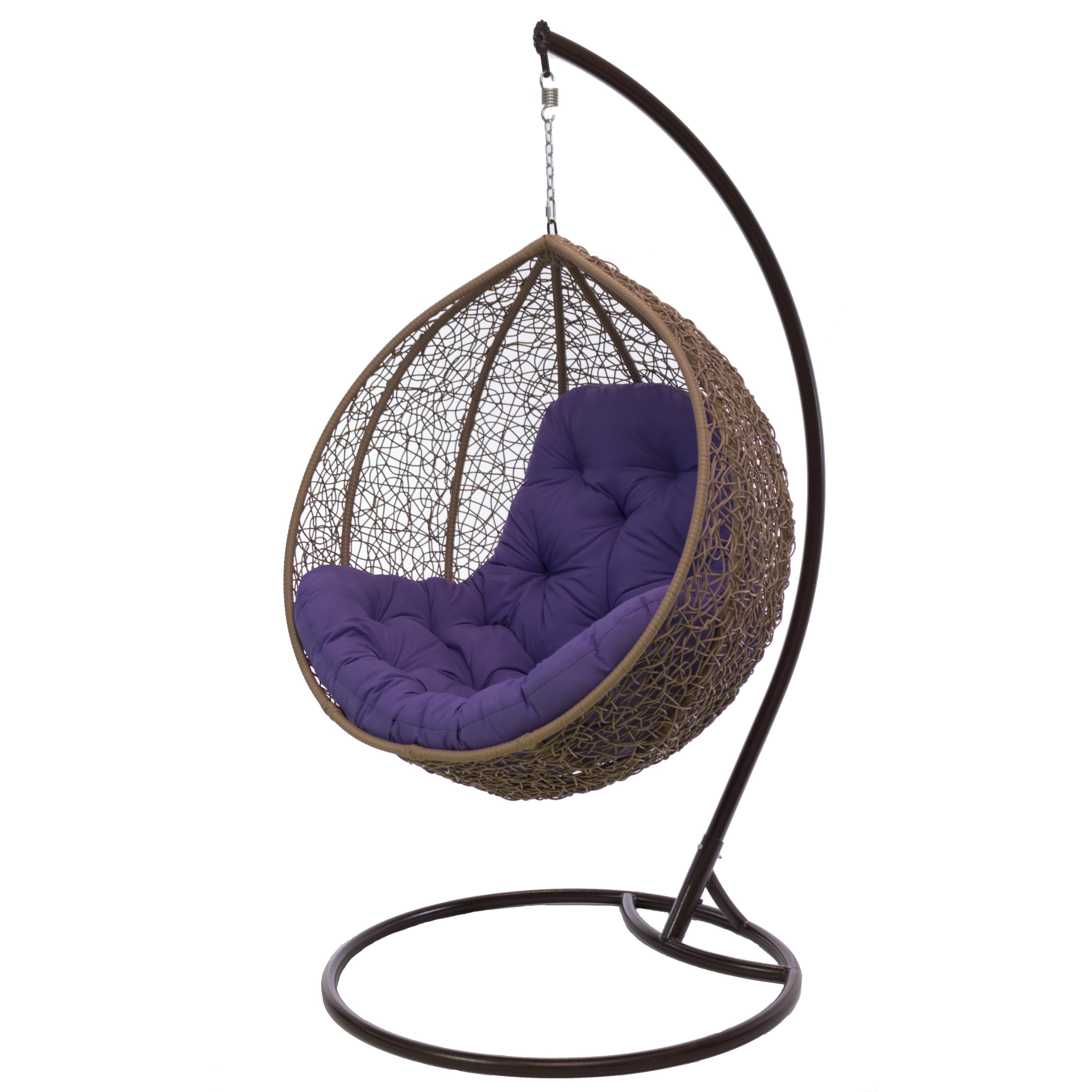 

Кресло кокон подвесное Гарди Биг из искусственного ротанга бежевый и металла черный, цвет подушки фуксия Украинские Конструкции