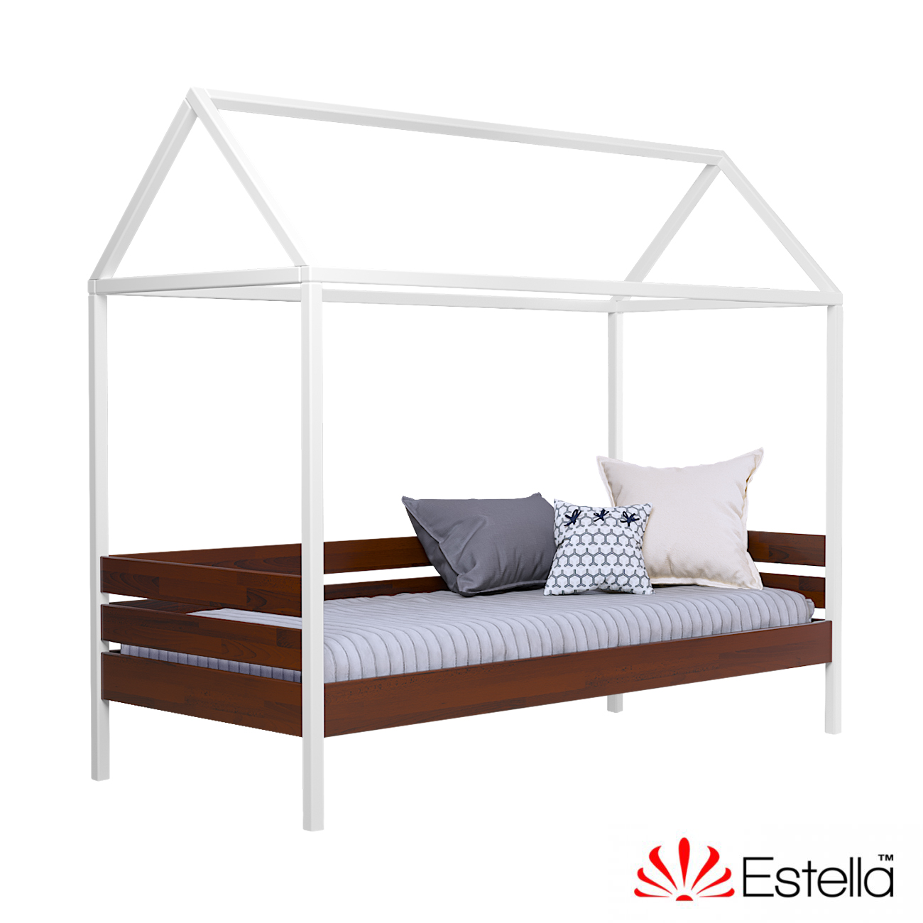 

Кровать детская Амми без ящиков Estella 80х190 178 - каштан/белый Щит Л25