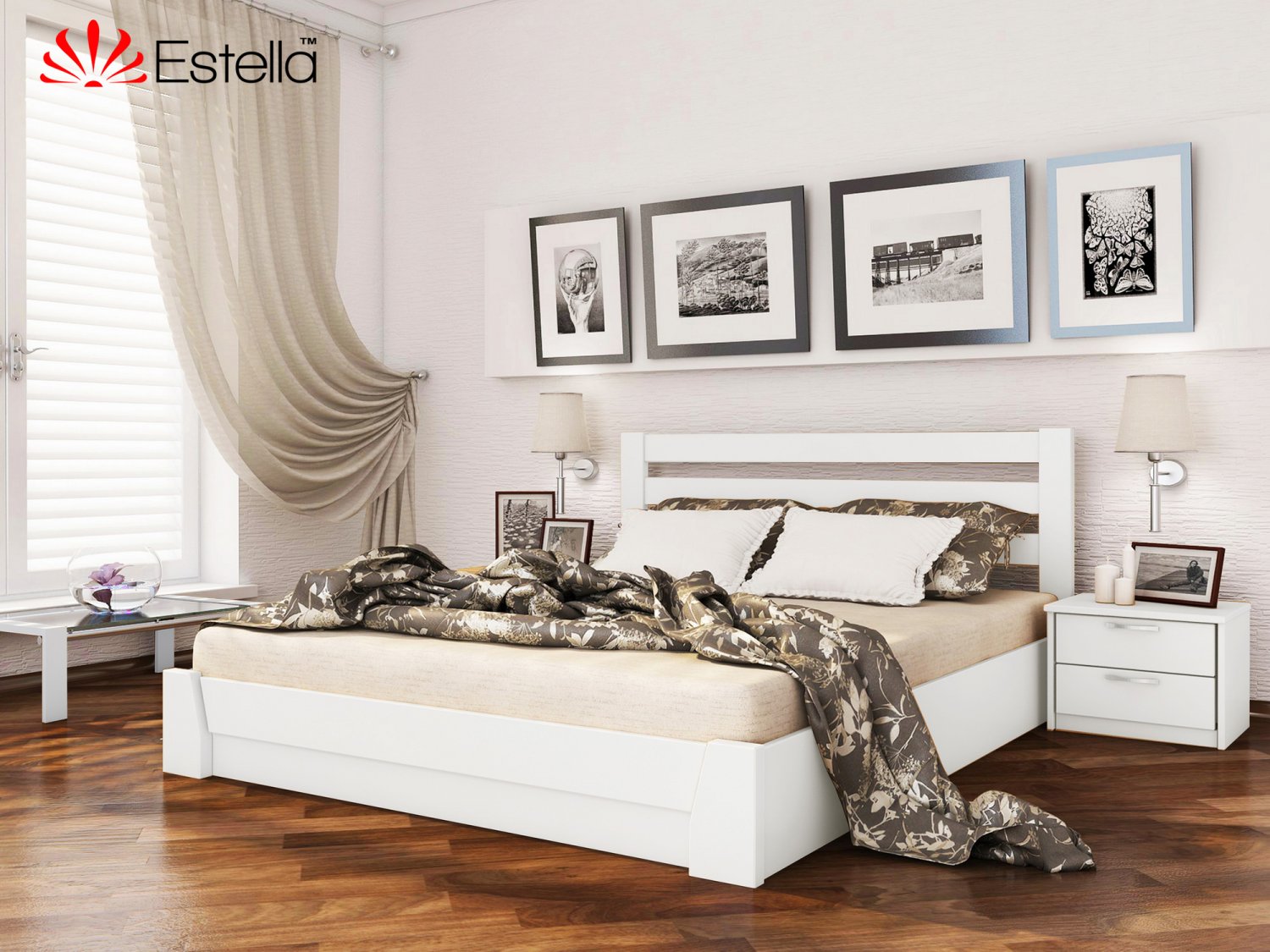 

Кровать двуспальная Селена Estella 160х190 107 - белый Щит 2Л25