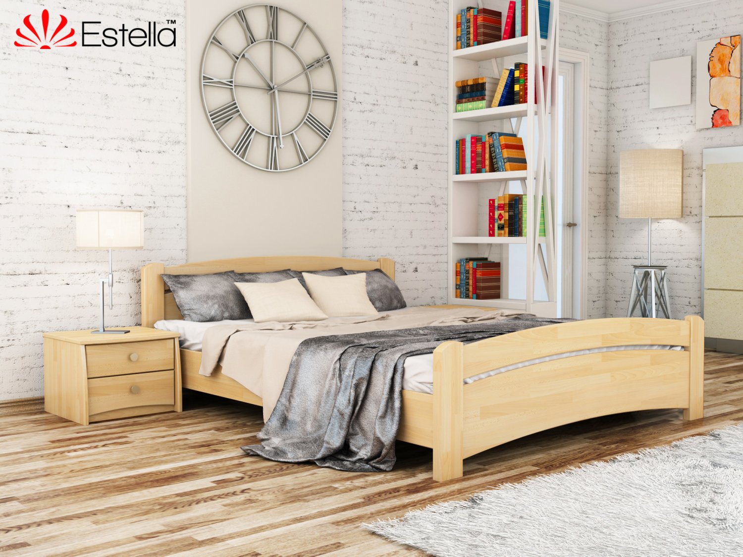 

Кровать двуспальная Венеция Estella 140х200 102 - бук Щит 2Л25