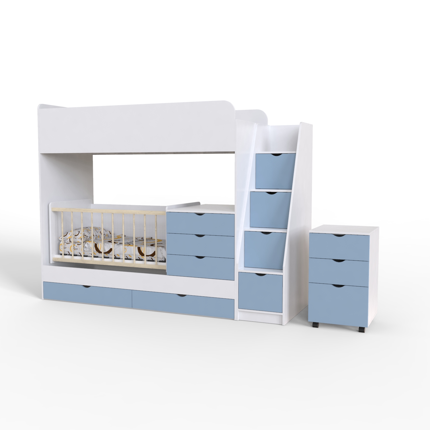 

Кровать-Чердак Детское Binky Дс702 Для 2-Х Art In Head 2332x1800x832 Аляска И Скай (Дсп) + Решетка Б / П