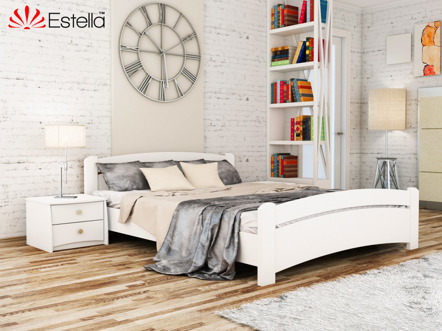 

Кровать двуспальная Венеция Estella 160х190 107 - белый Щит 2Л4