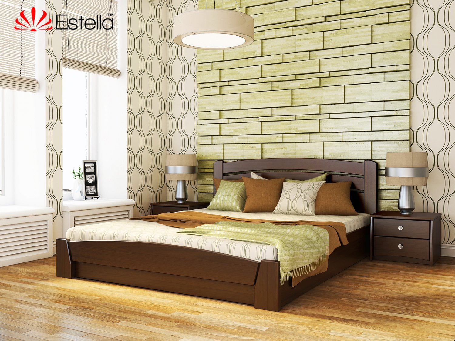 

Кровать двуспальная Селена Аури Estella 160х190 101 - темный орех Масив 2Л25