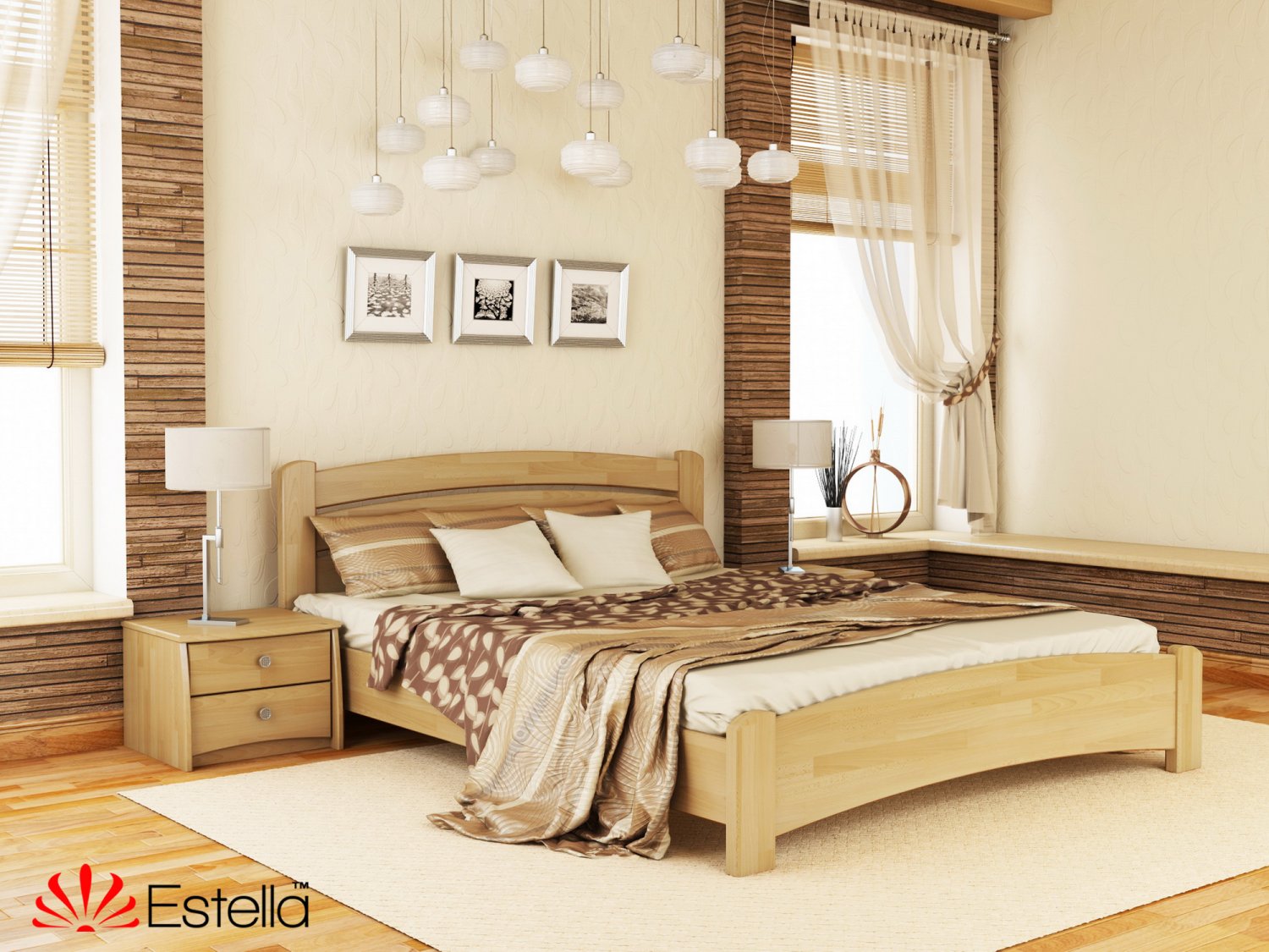 

Кровать полуторная Венеция Люкс Estella 120х200 102 - бук Щит 2Л4