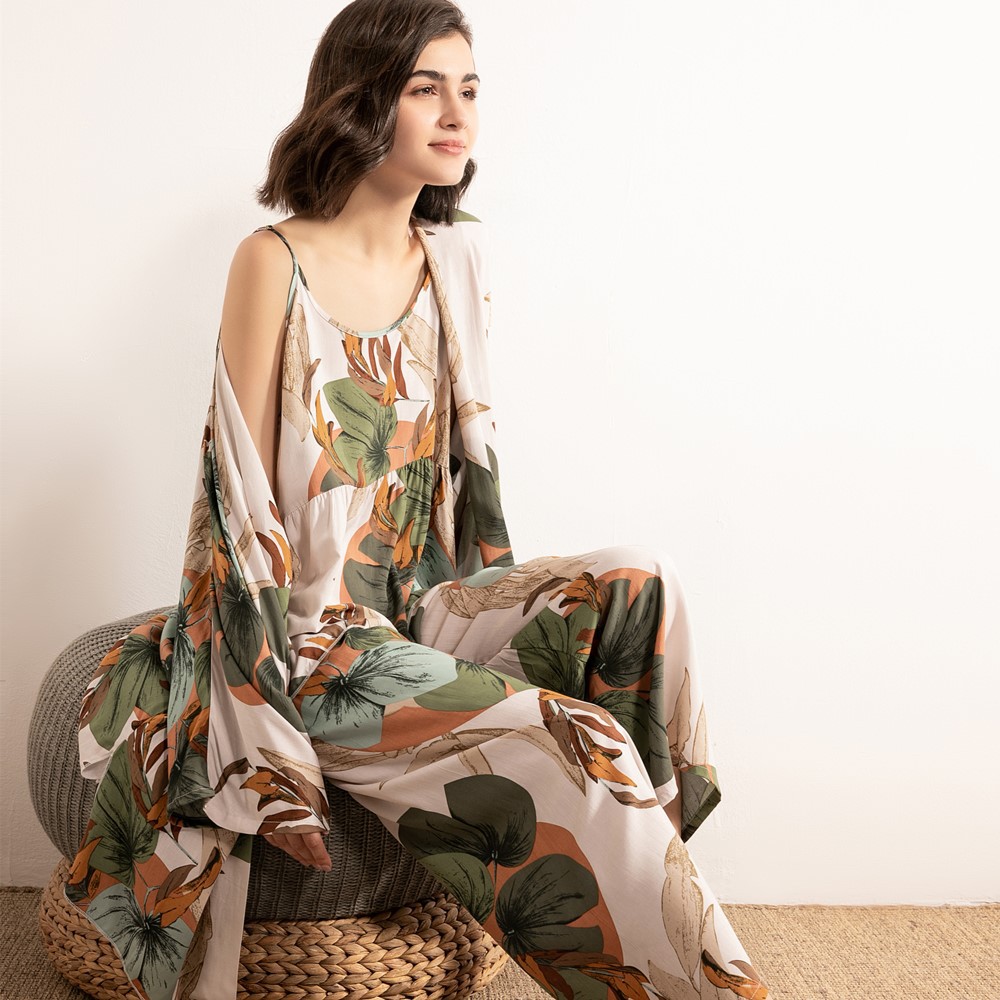 

Комплект женский домашний 3 в 1 Leaf Berni Fashion (L) Зеленый