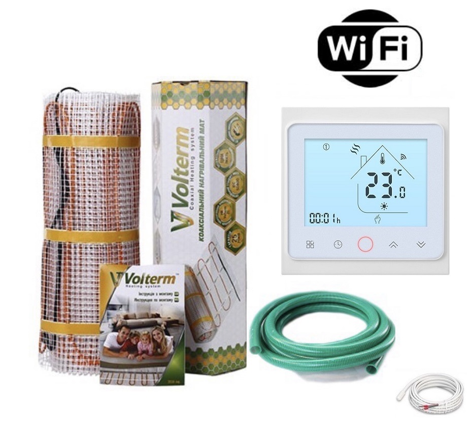 

Теплый пол Volterm двухжильный мат Hot Mat 1900 Вт 10.8 м2 с WI-FI White терморегуляторм в комплекте