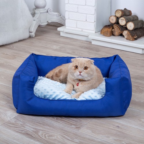 

Лежанка для кота и собаки Комфорт синияя с мятным L - 90 x 60