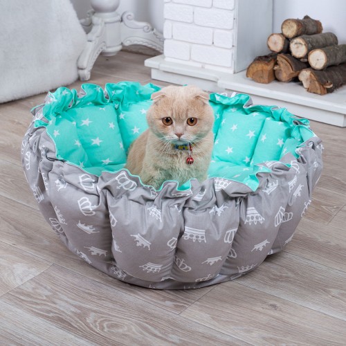 

Лежанка для кота и собаки Корзина серая с мятным