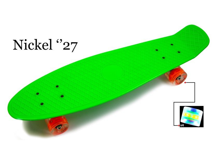 

Пенни борд Penny Board Nickel 27" светящиеся колеса Green