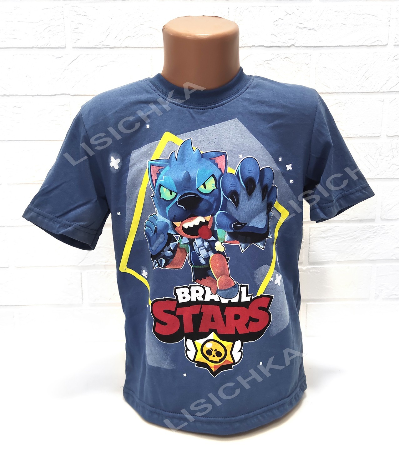 

Футболка Foxstyle Бравл Старс Леон оборотень, всем фанатам игры Brawl Stars, 122-128см, джинс