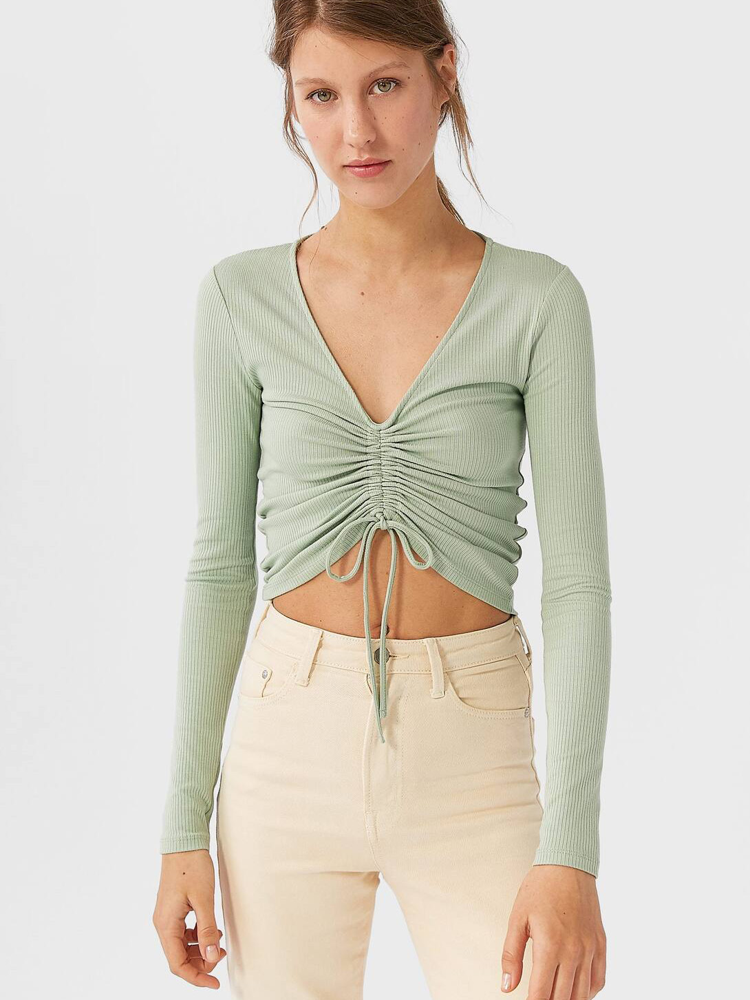 

Пуловер Stradivarius 02603688506 L Фисташковый