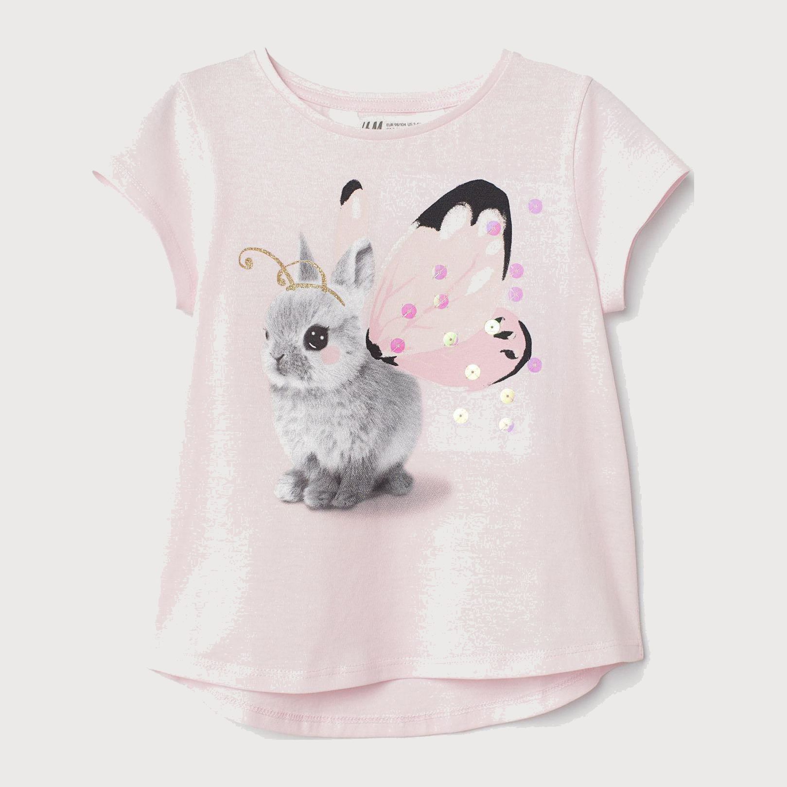 

Футболка H&M 7493139-AARE 110-116 см Розовая с принтом