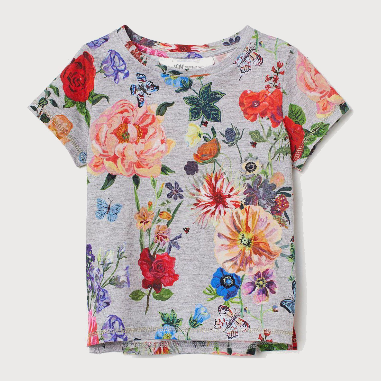 

Футболка H&M 7354979-ABBT 110-116 см Серая в цветные узоры