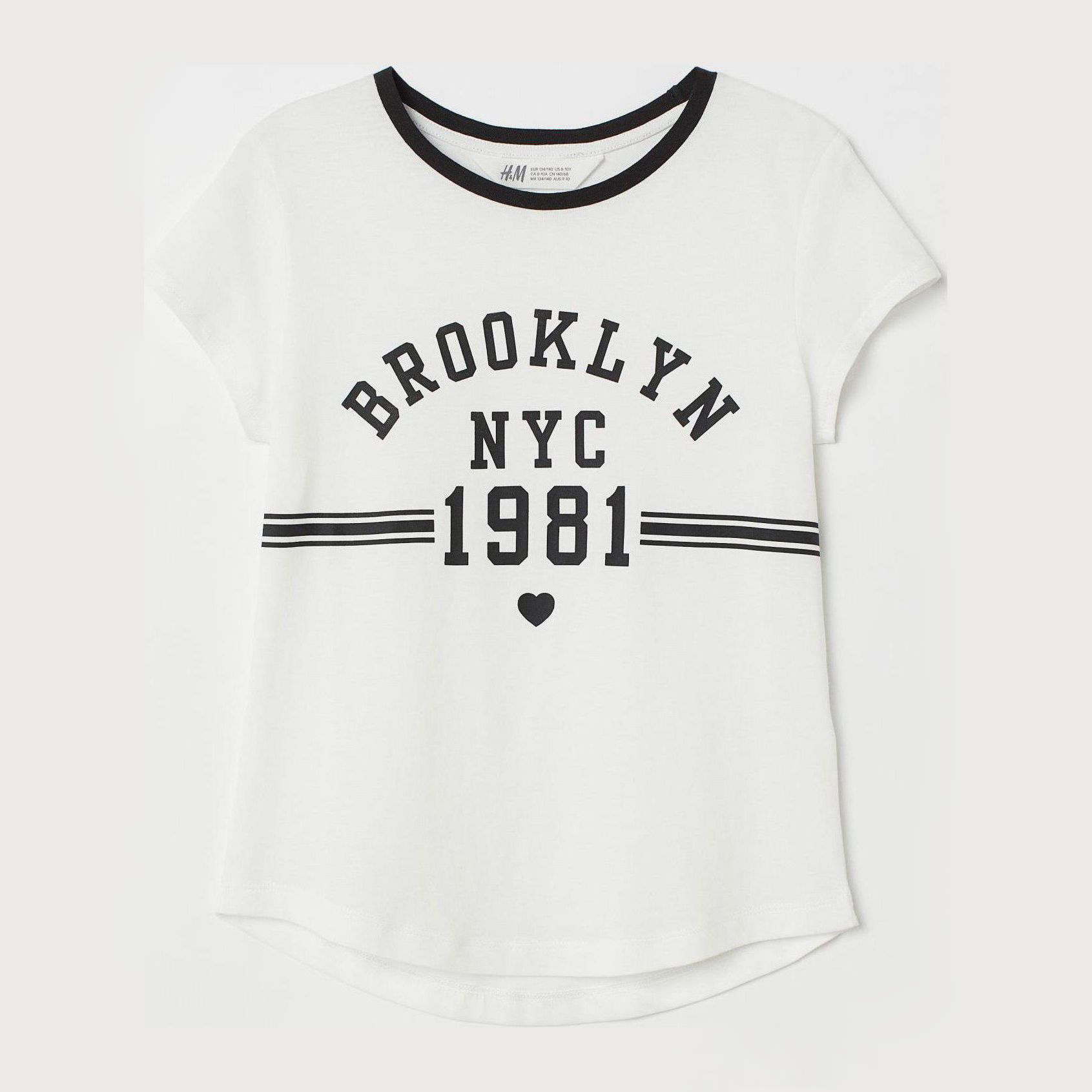 

Футболка H&M 6941319-AAOL 146-152 см Белая в черные узоры