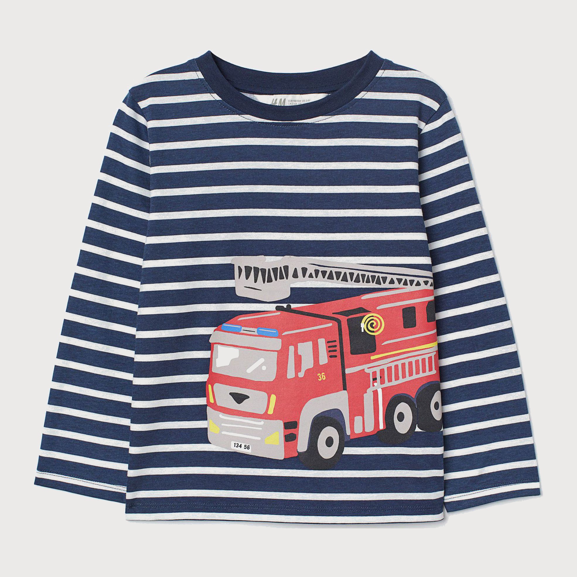 

Футболка с длинными рукавами H&M 6932088-ABBC 110-116 см Синяя в полоску