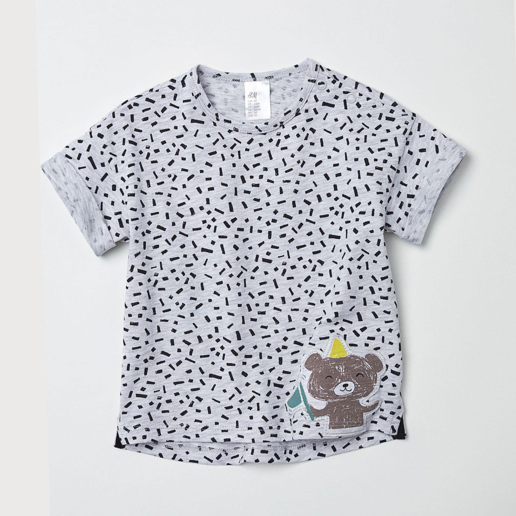 

Футболка H&M 6128647-AATN 68 см Серая в узоры
