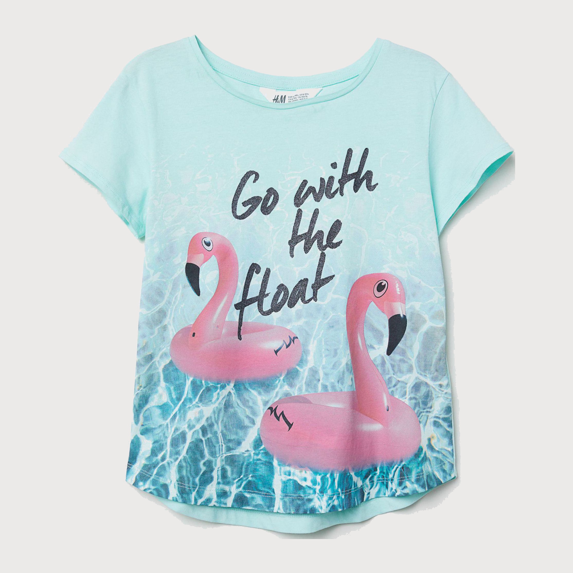 

Футболка H&M 6047857-ADEJ 146-152 см Мятная с принтом