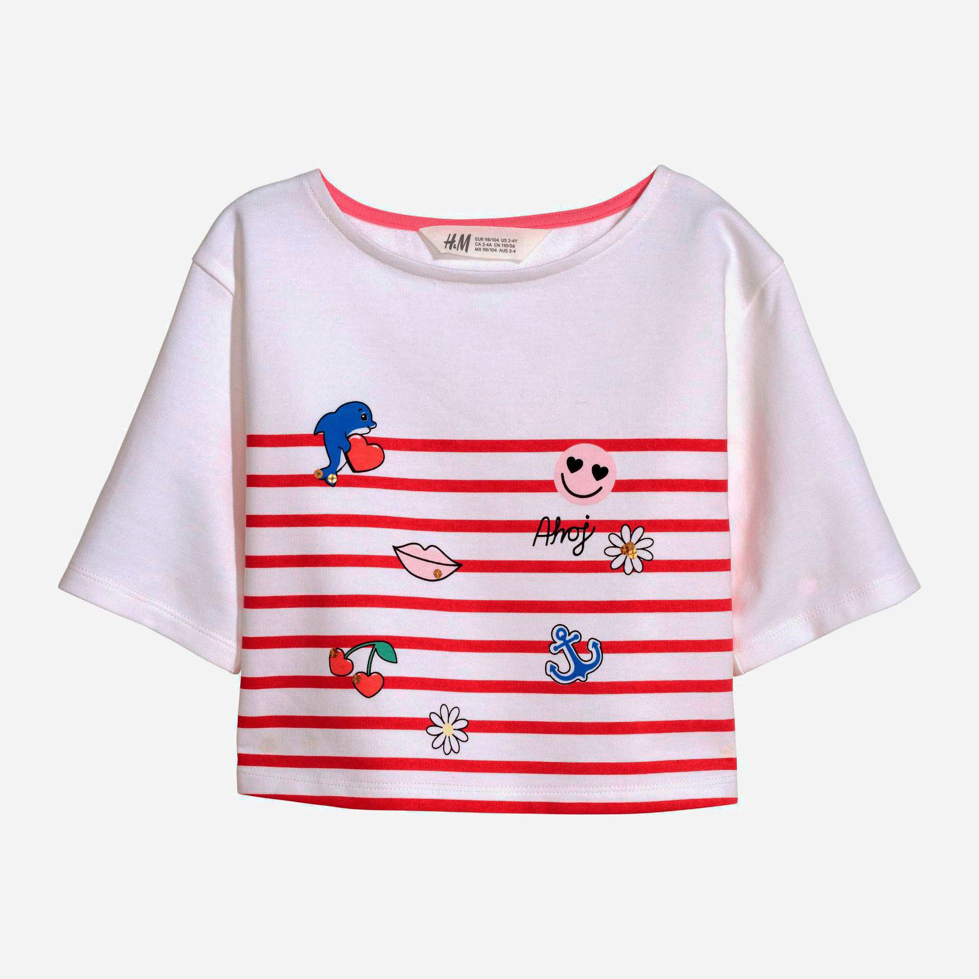 

Футболка H&M 5651887-ADHG 92 см Белый/Красный в узоры