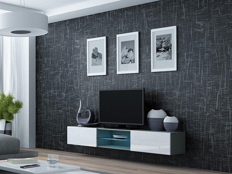 

Тумба под ТВ Vigo Glass Cama Серый матовый + Белый глянец