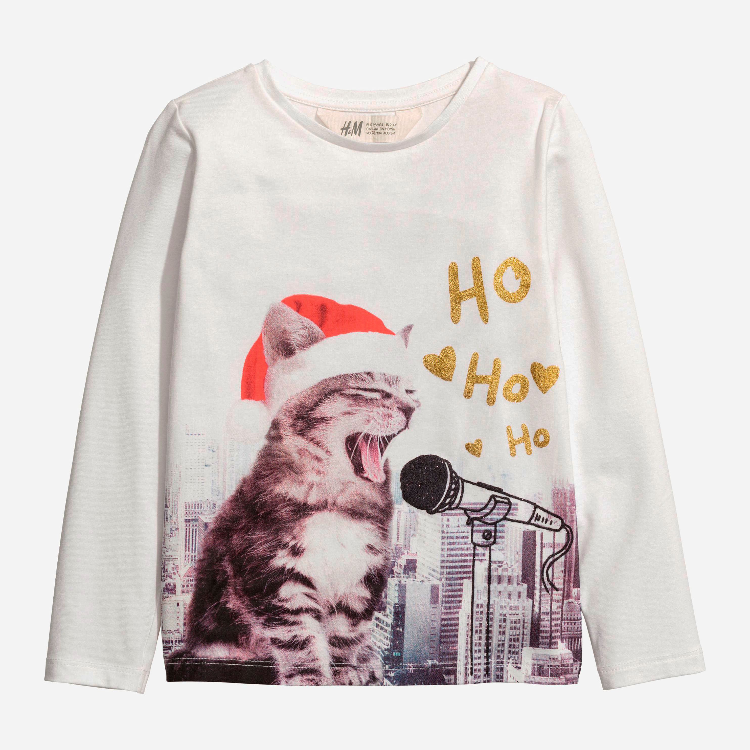 

Футболка с длинными рукавами H&M 4983766-NEW-AAPT 110-116 см Белая с принтом (DD3000000249611)