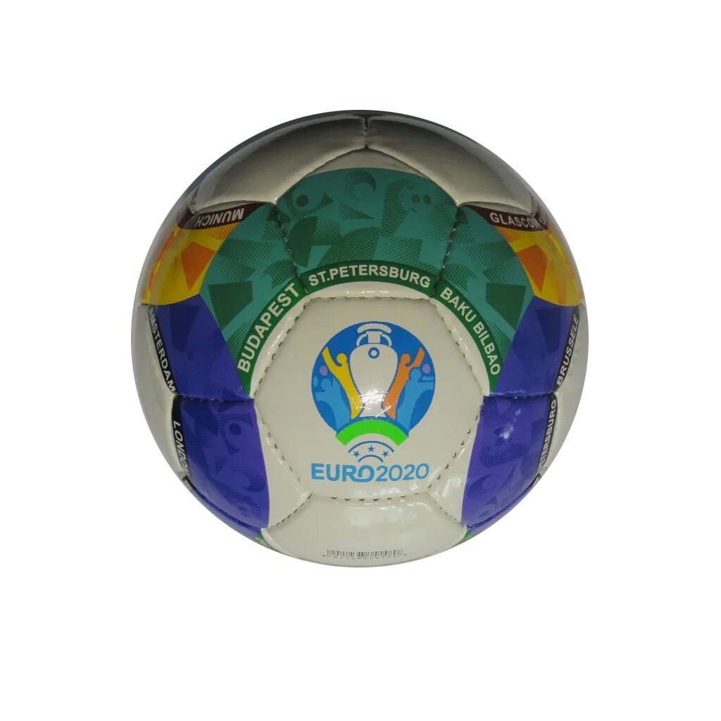

Мяч футбольный Euro 2020, бело-зелено-желто-фиолетовый, р. 5, ламинированный (FB-8134)