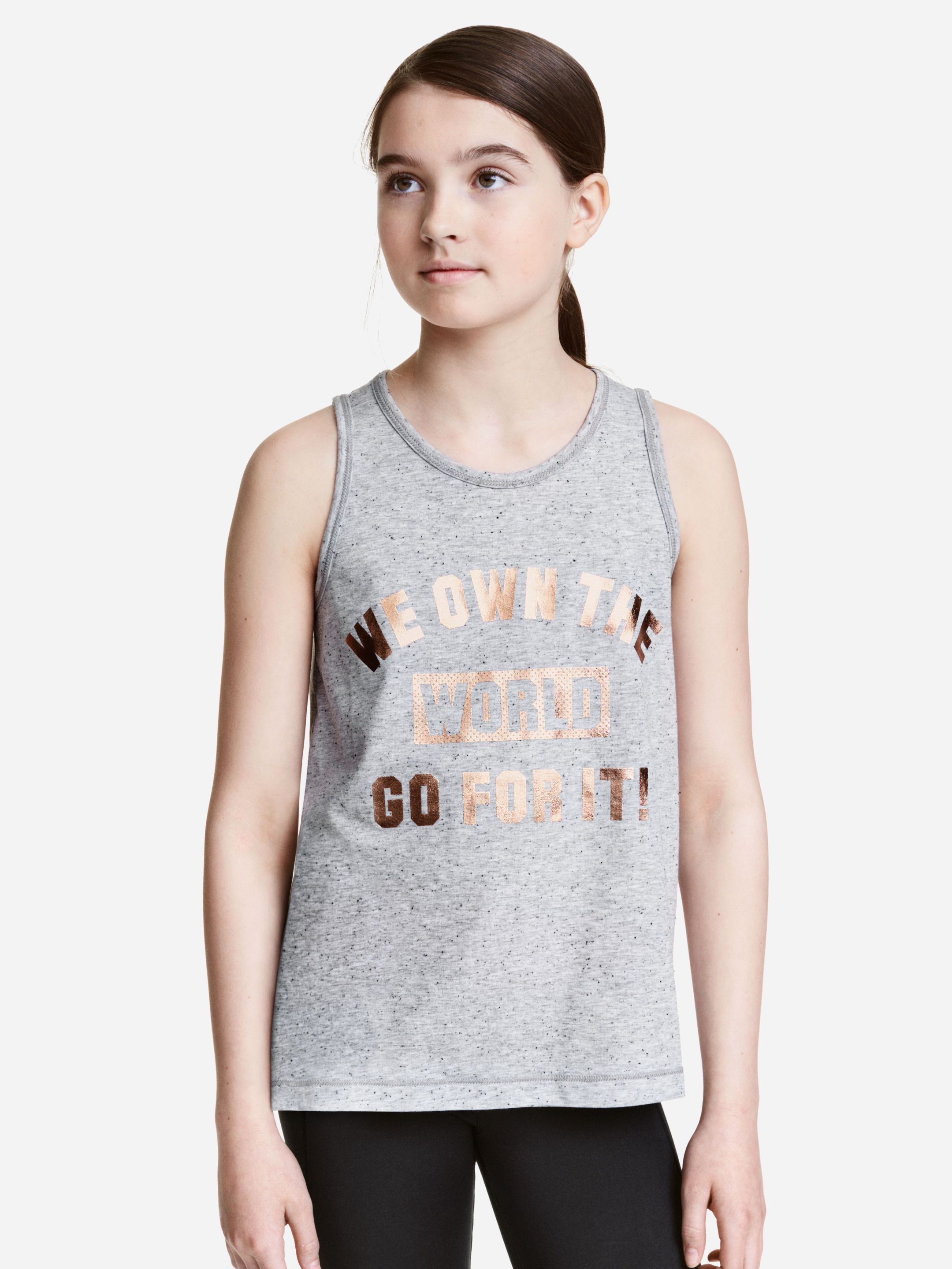 

Майка H&M 3894884-AAQS 146-152 см Серая с принтом