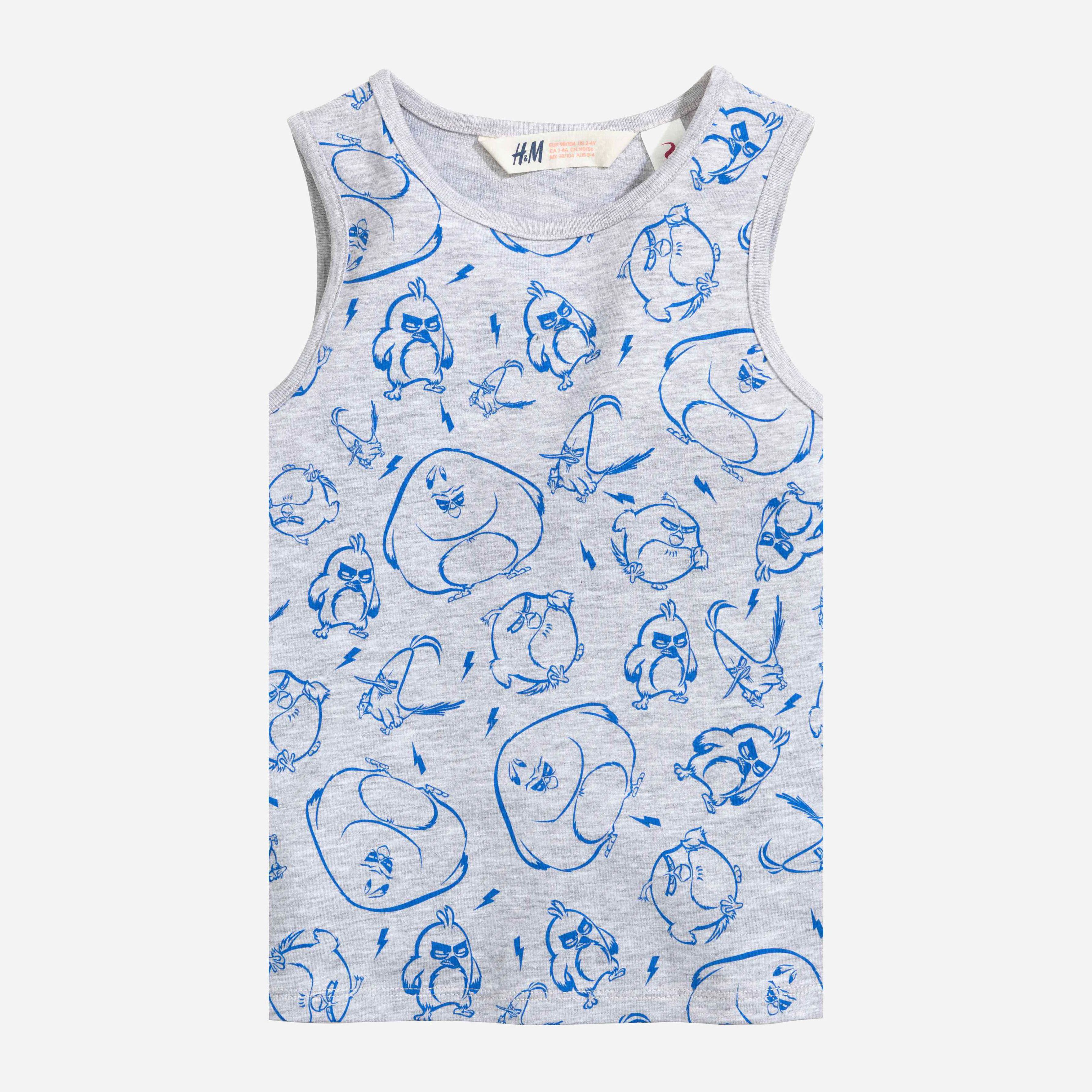 

Майка H&M 3772353-ABWN 98-104 см Серая в синие узоры