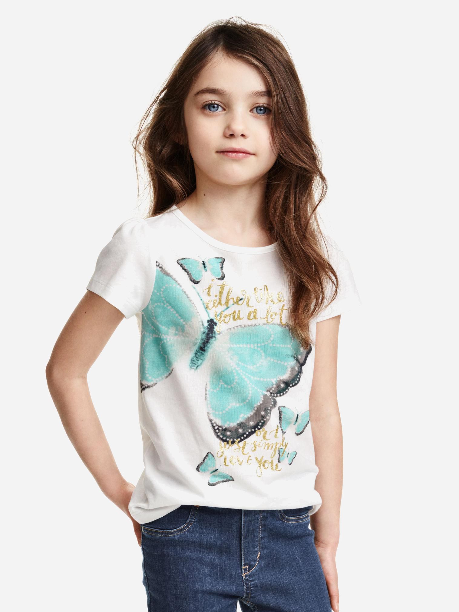 

Футболка H&M 3502673-z 110-116 см Белый с принтом/Золотистый