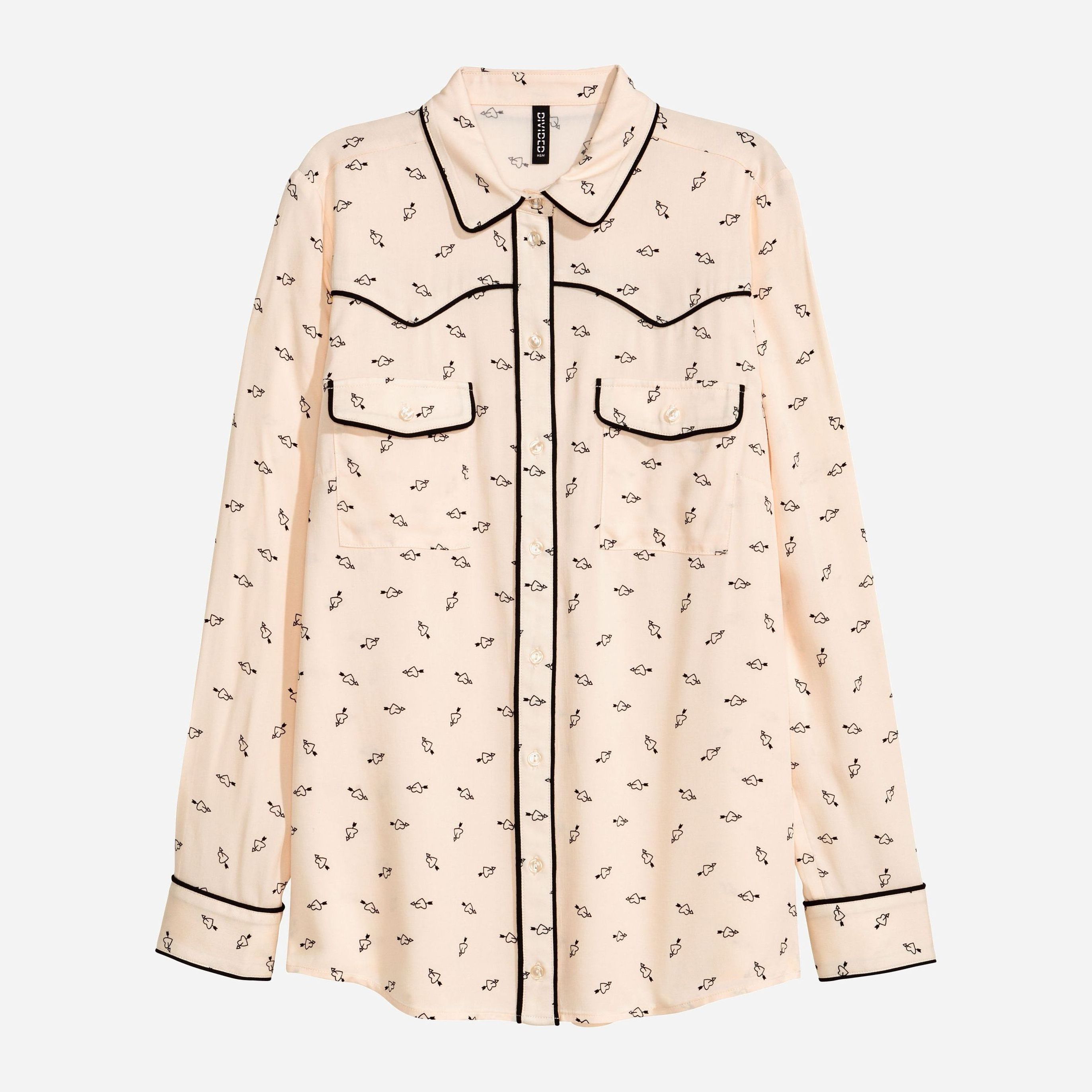 

Блузка H&M 4414424-ABFP 32 Бежевая с черным