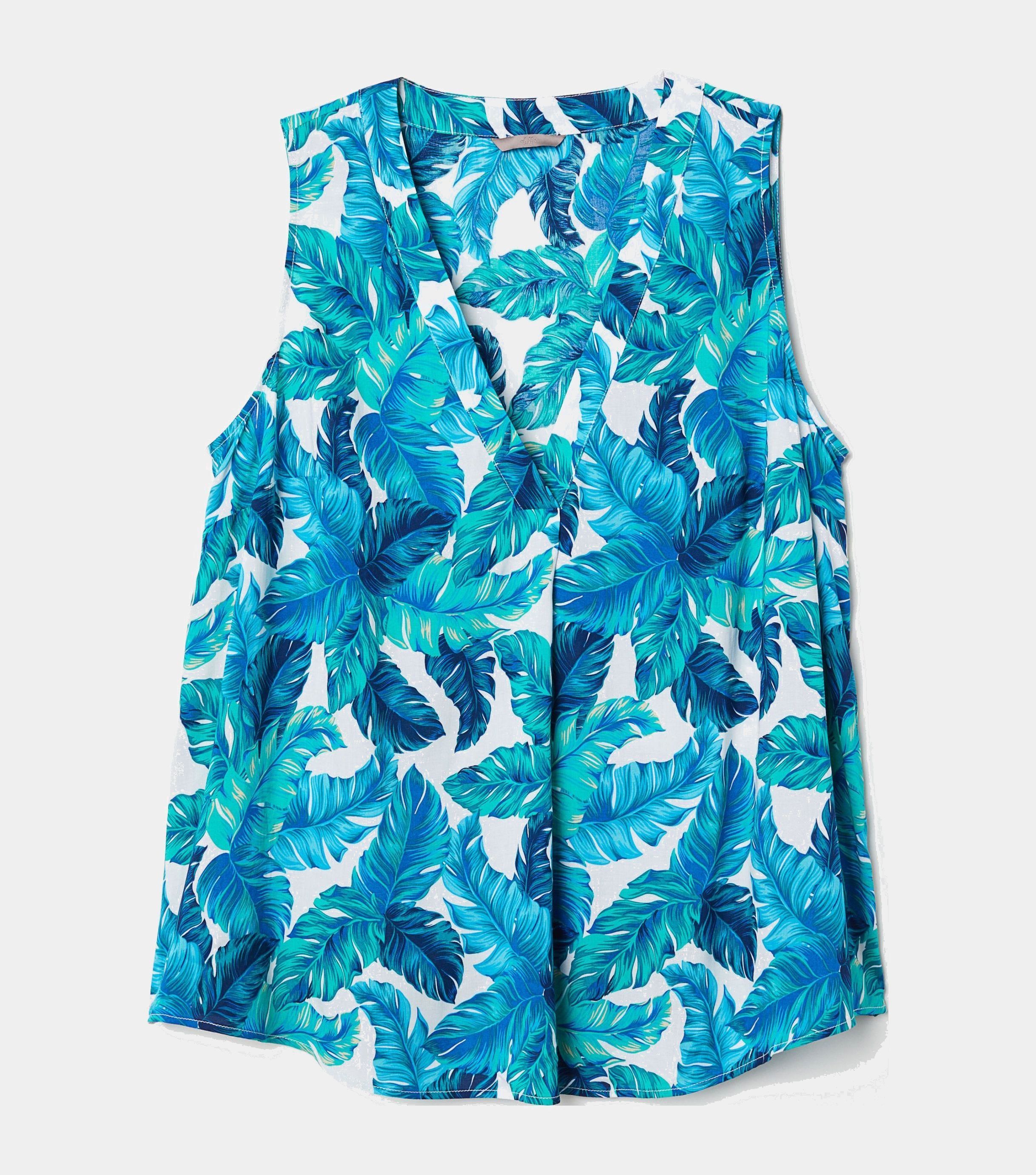 

Блузка H&M 5767167-AAMN 56 Синяя с белым и зеленым