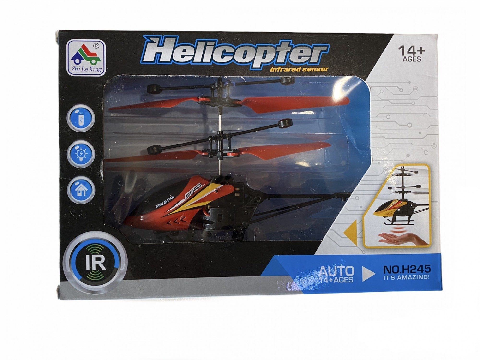 

Вертолёт JIA Н245 сенсорное управление, LED-подсветка, USB зарядка, 19см, в коробке, красный