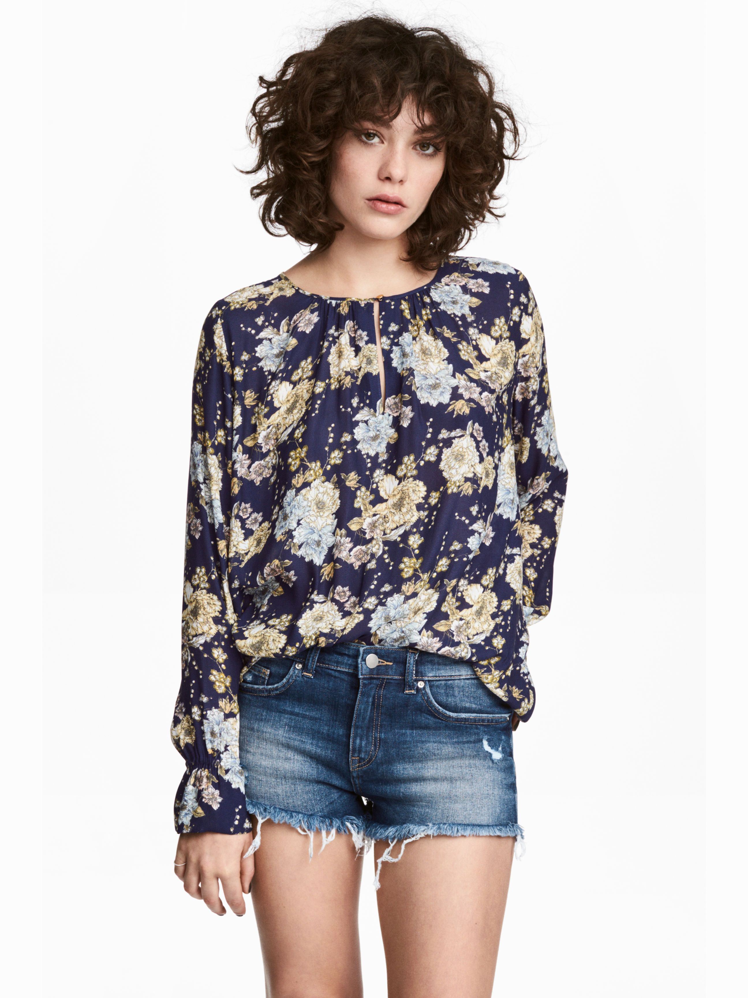 

Блузка H&M 4791845-ABCP 34 Темно-синяя