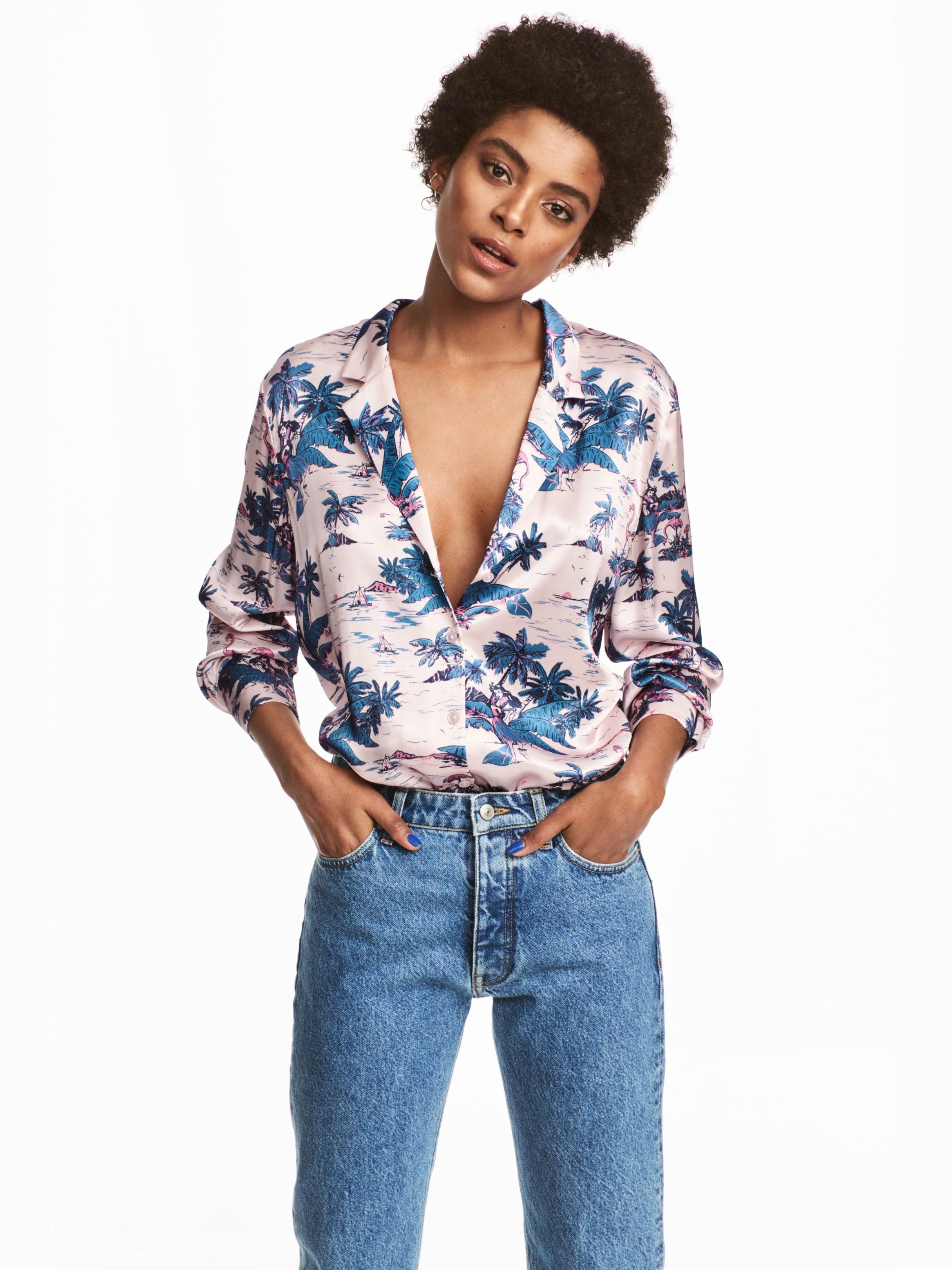 

Блузка H&M 5255945-ABCD 38 Розовая с разноцветным