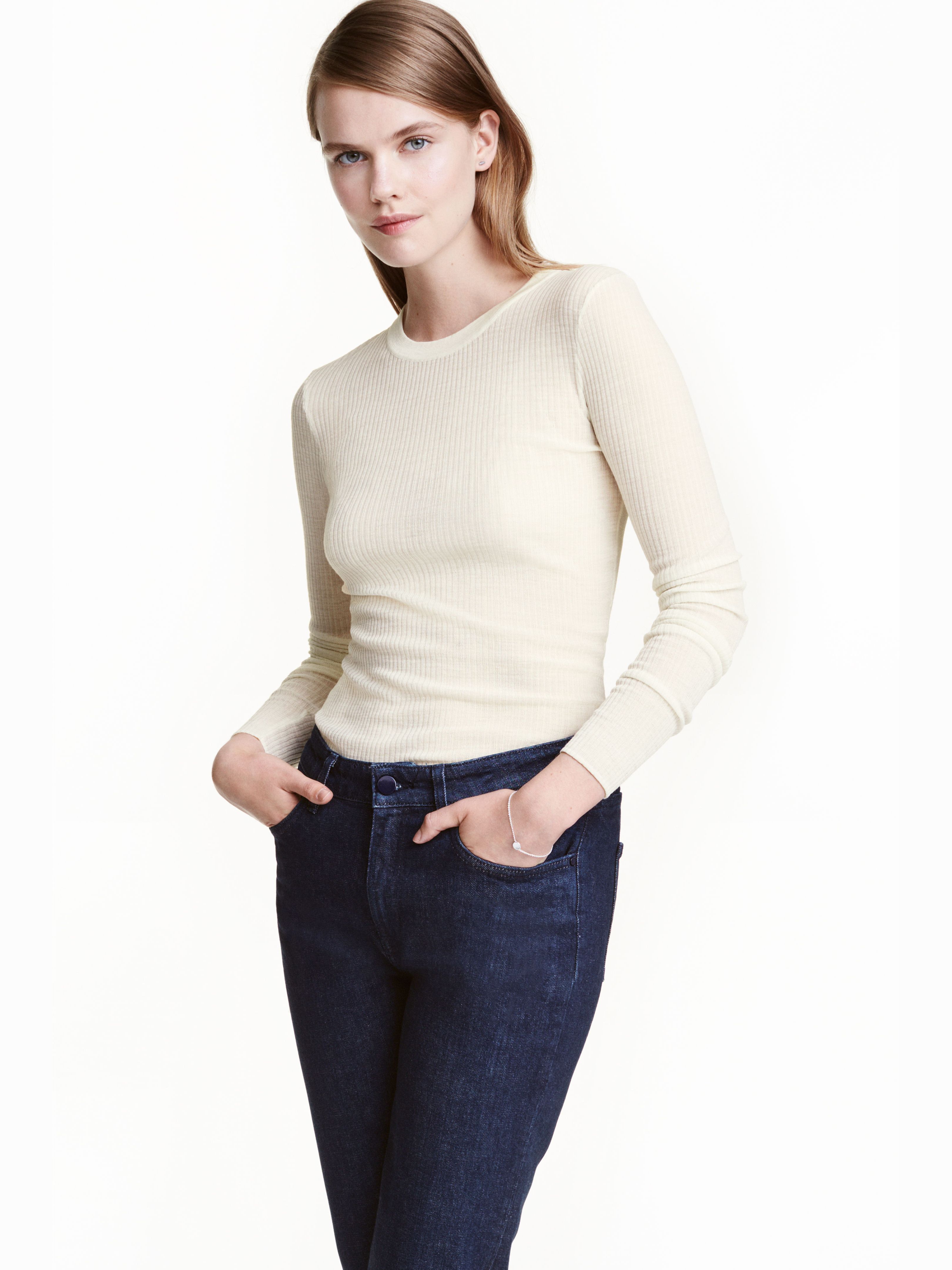 

Лонгслив H&M 4567805-ABAK 44 Молочный