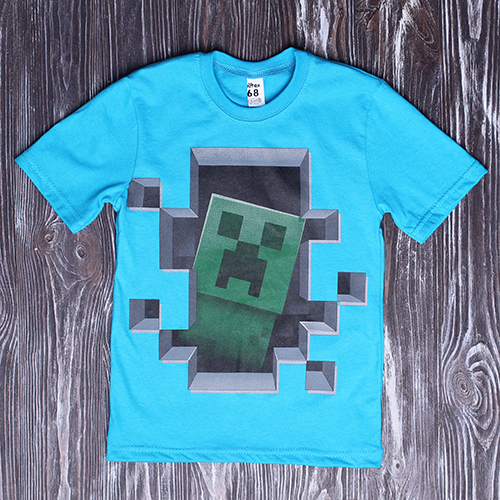 

Футболка Дрёма "Крипер в окошке" 134-140 см синий (2083)