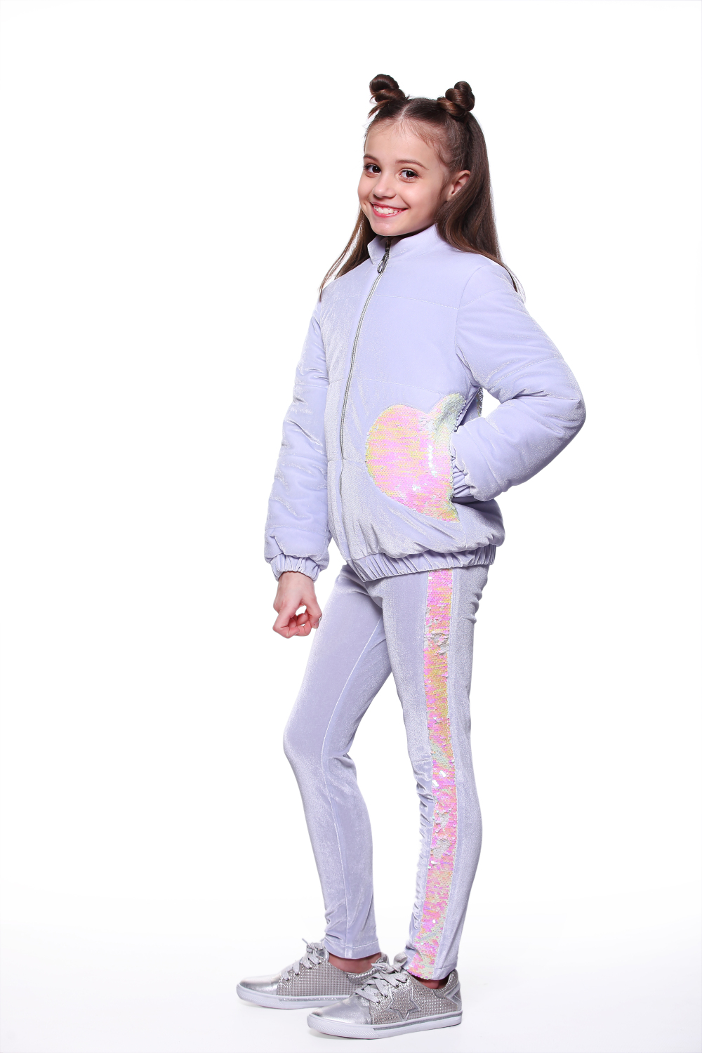 

Куртка с оксамиту з паєтками Lukas Kids 140 серый(9106)