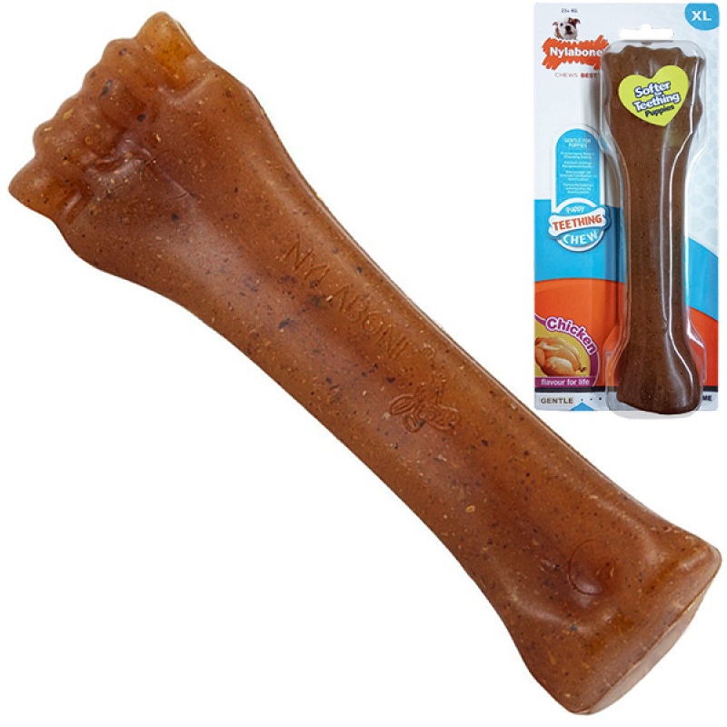 

Игрушка для щенков кость жевательная с ароматом курицы Nylabone Puppy Chew Bone XL до 23 кг, 19.5х6х3 см