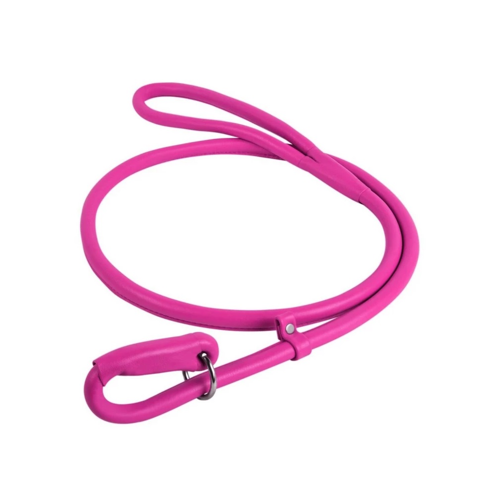 

Поводок-удавка для собак из натуральной кожи круглый Collar Waudog Glamour 13 мм/135 см, розовый