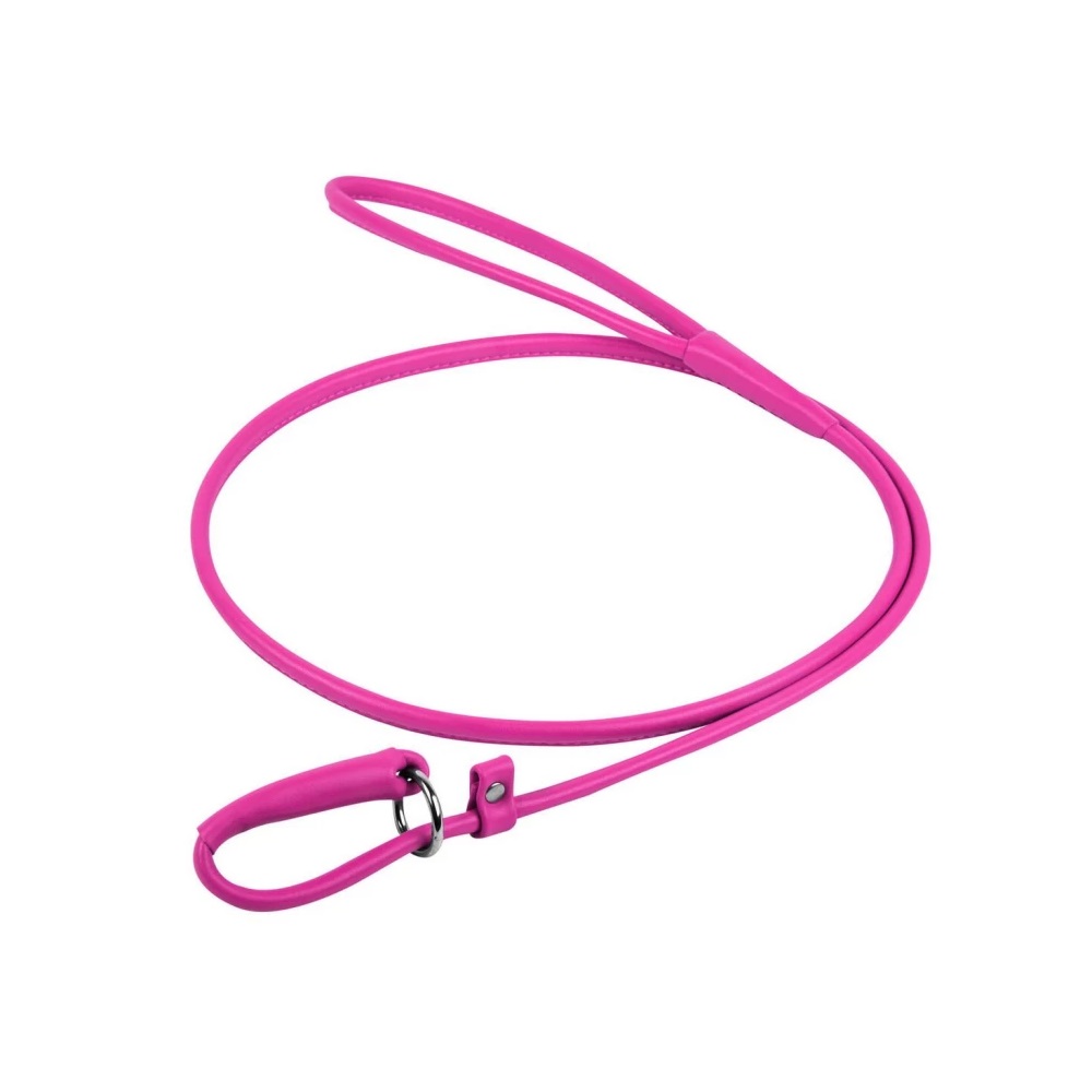 

Поводок-удавка для собак из натуральной кожи круглый Collar Waudog Glamour 8 мм/183 см, розовый