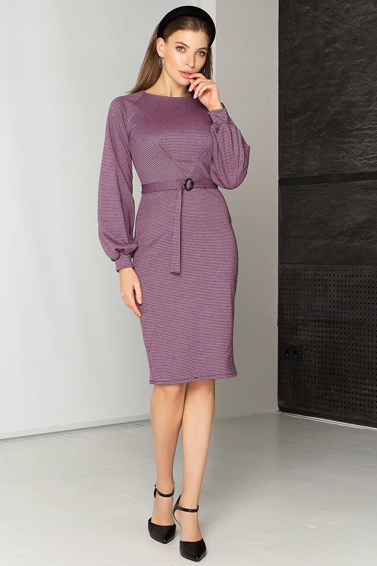 

Приталенное платье Woman Fashion М пудра, клетка (WF_A-287_1)