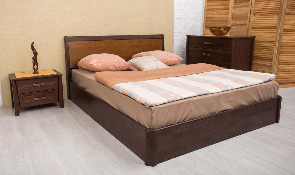 

Кровать Олимп Сити с механизмом с интарсией 180x200 Венге + Орех