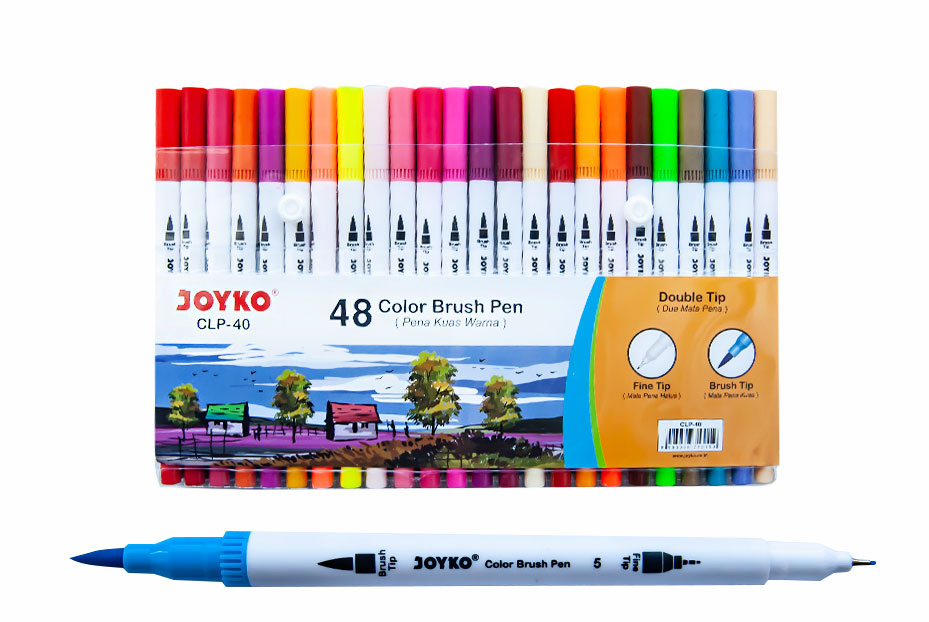 

Фломастери двосторонні (пензлик/лінер) Joyko CLP-40 48 кольорів