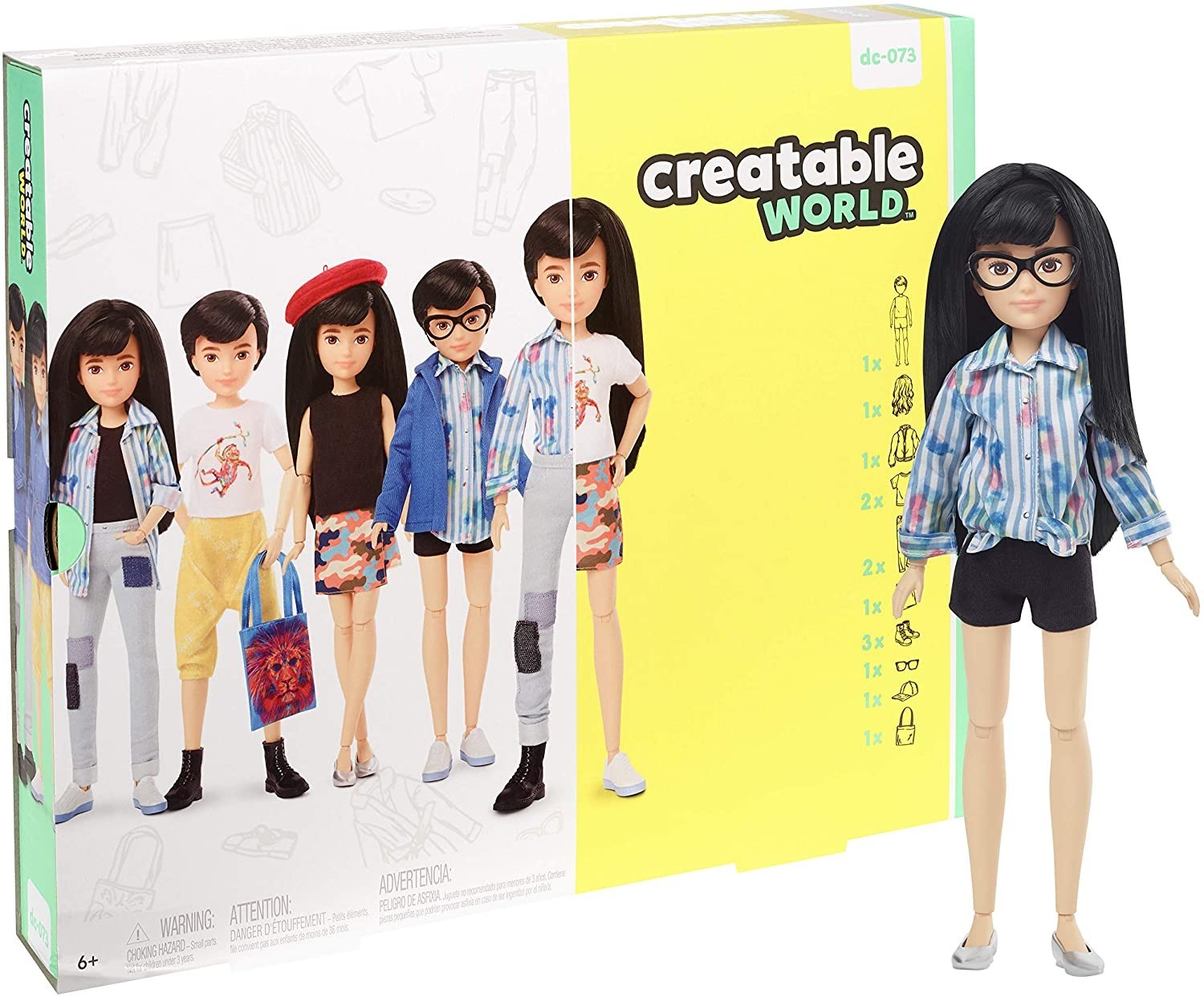 

Игровой набор Mattel Кукла Создаваемый мир Чёрные прямые волосы Creatable World Deluxe Black Straight Hair Character Customizable (GGG54)