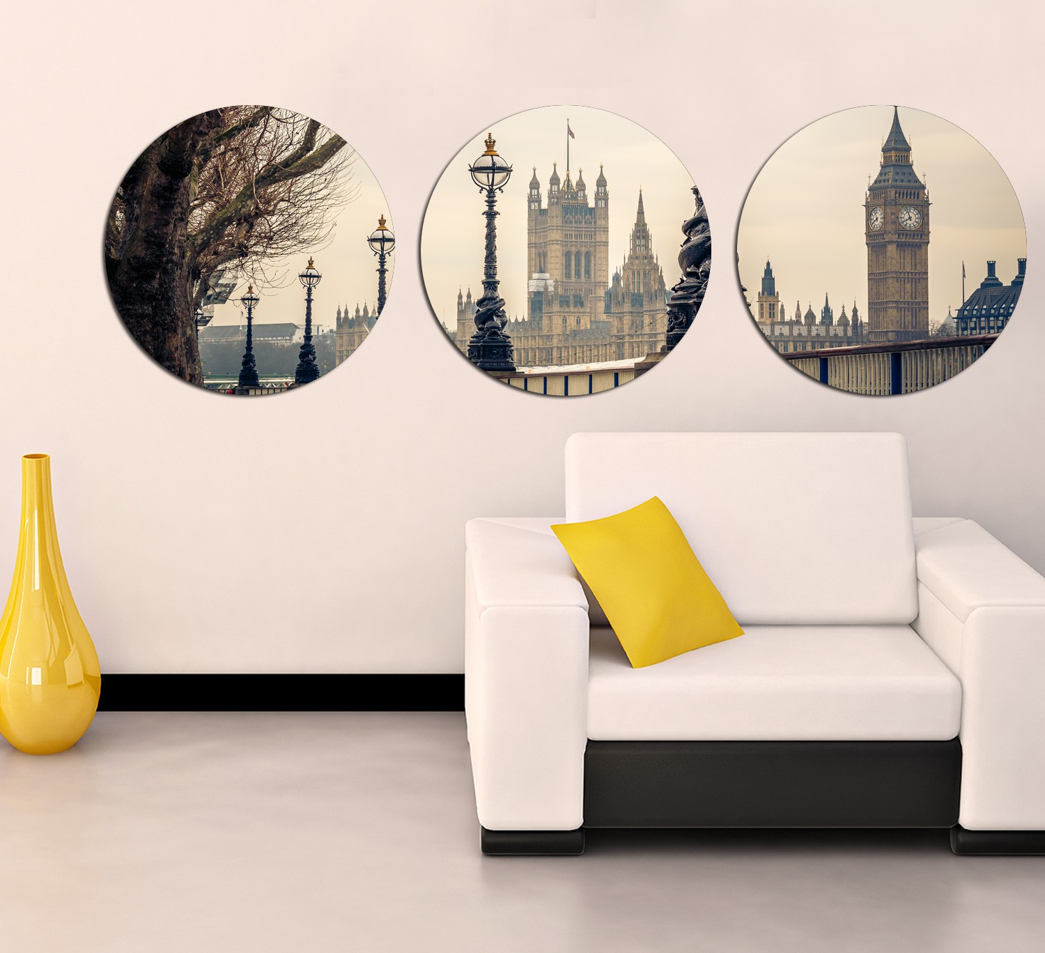 

Картина из нескольких частей VITRINA Круглая 3 модуля Лондон 40х40 см (100062-3КО)