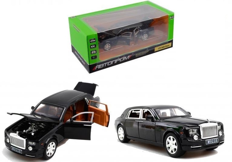 

Детская игрушка машина металлическая Rolls-Royce АВТОПРОМ, 1:24. (7687) свет, звук, открываются двери, цвет: черный